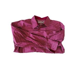 Cinch Western Shirt Mens XXL 2XL Red Geometric Modern Fit Long Sleeve Cowboy